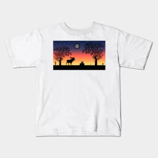 Moose and Squirrel Sunset Kids T-Shirt